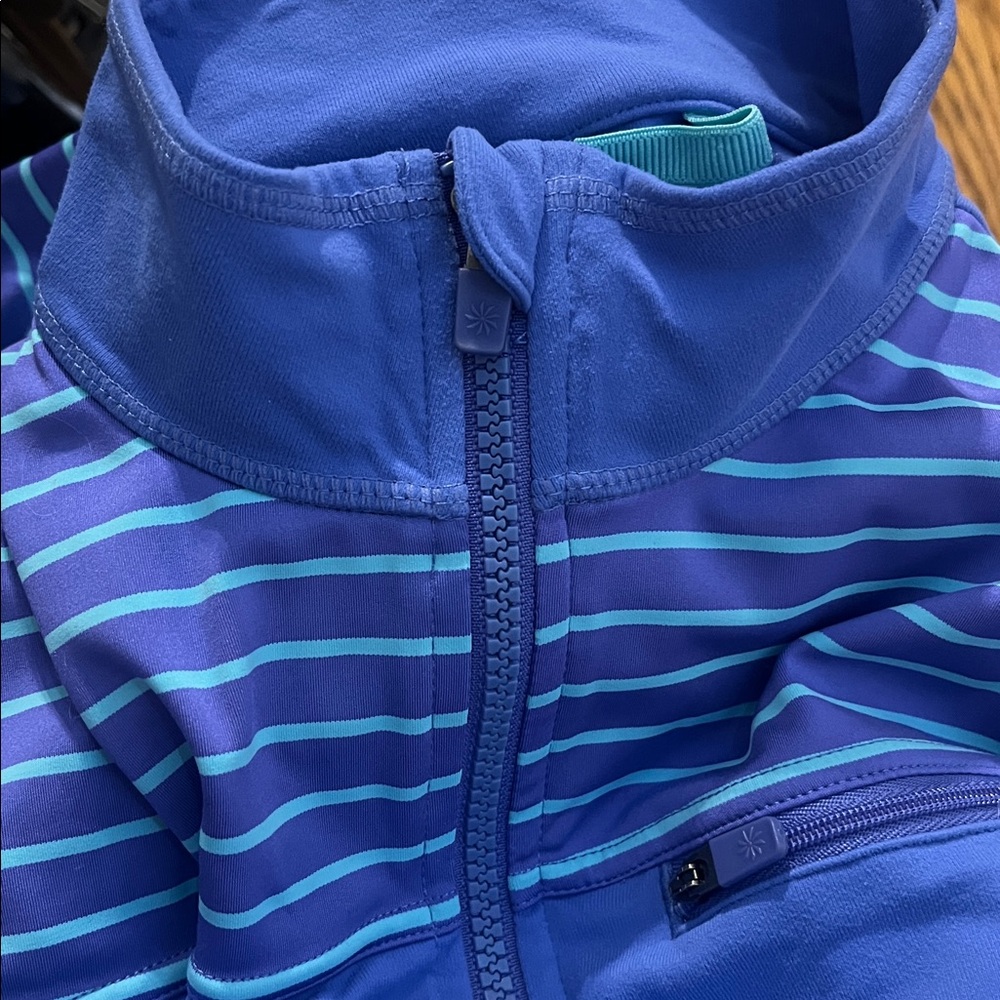 Athleta Girl Periwinkle and Aqua Striped Jacket - Picture 9 of 9